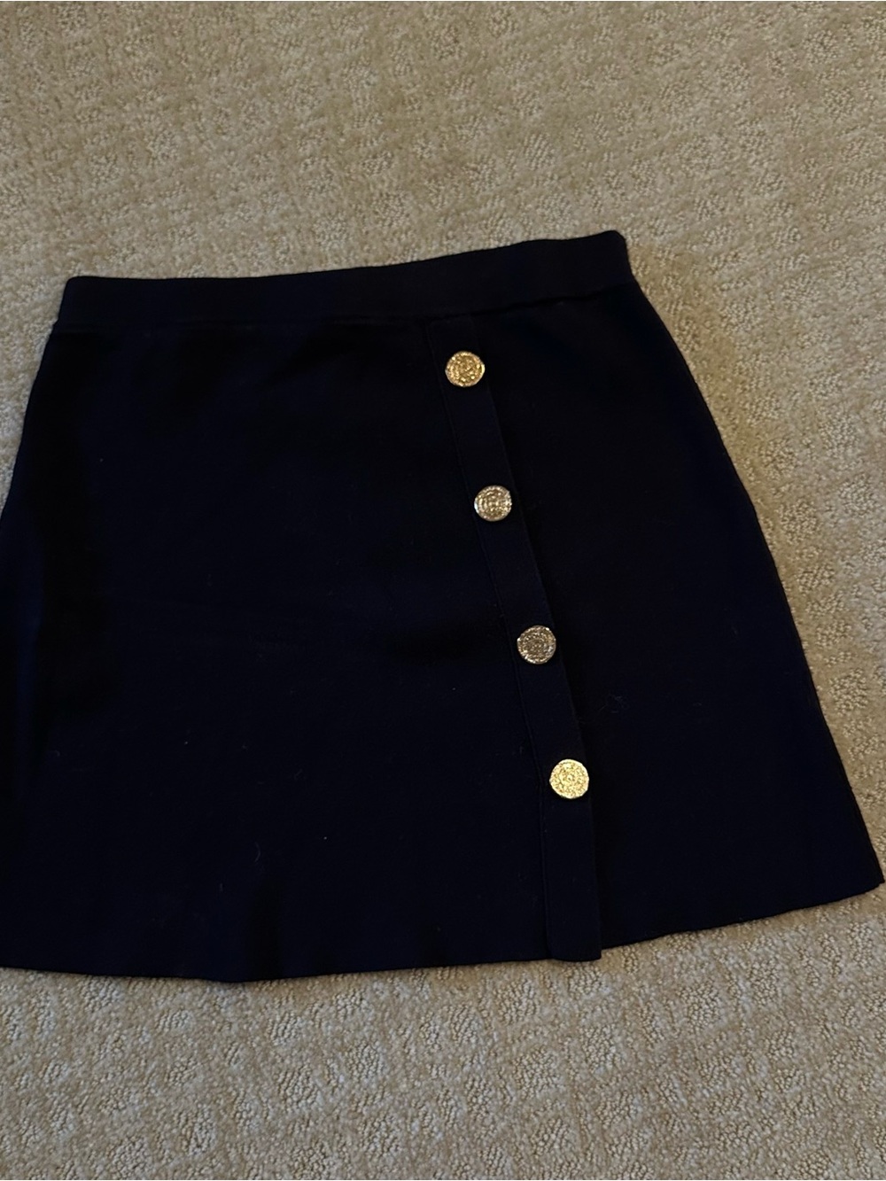 Zara knit Black Button-Accent A-Line Skirt